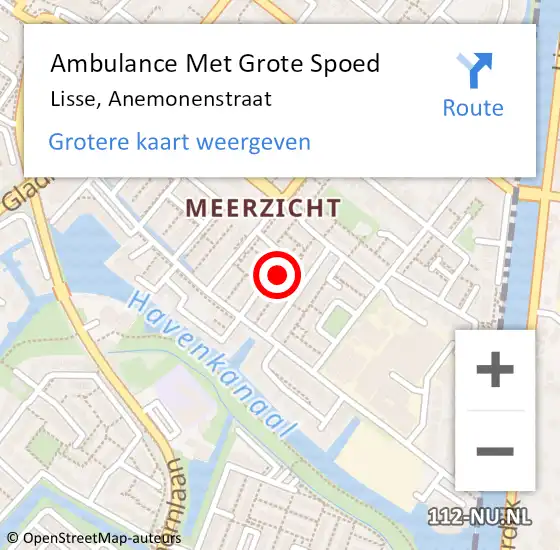 Locatie op kaart van de 112 melding: Ambulance Met Grote Spoed Naar Lisse, Anemonenstraat op 28 februari 2022 12:12