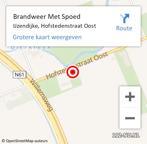 Locatie op kaart van de 112 melding: Brandweer Met Spoed Naar IJzendijke, Hofstedenstraat Oost op 28 februari 2022 12:22