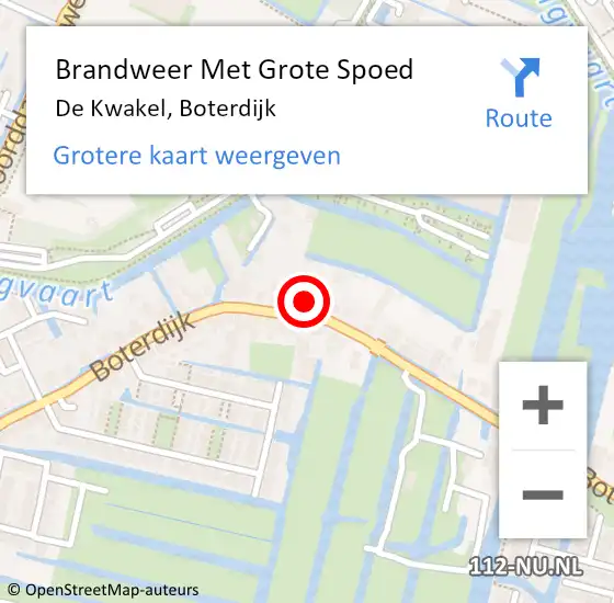 Locatie op kaart van de 112 melding: Brandweer Met Grote Spoed Naar De Kwakel, Boterdijk op 28 februari 2022 12:25