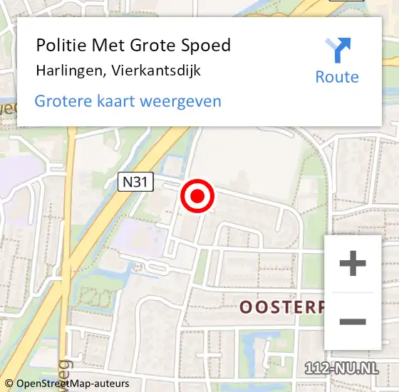 Locatie op kaart van de 112 melding: Politie Met Grote Spoed Naar Harlingen, Vierkantsdijk op 28 februari 2022 12:42