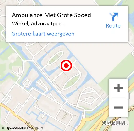 Locatie op kaart van de 112 melding: Ambulance Met Grote Spoed Naar Winkel, Advocaatpeer op 28 februari 2022 12:45