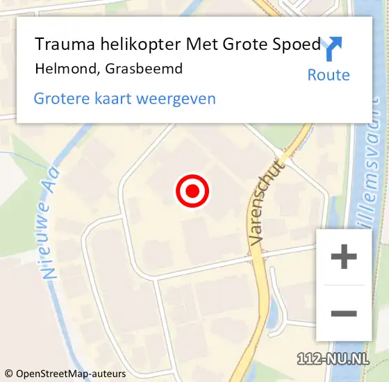 Locatie op kaart van de 112 melding: Trauma helikopter Met Grote Spoed Naar Helmond, Grasbeemd op 28 februari 2022 12:50