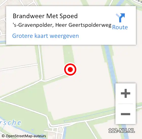 Locatie op kaart van de 112 melding: Brandweer Met Spoed Naar 's-Gravenpolder, Heer Geertspolderweg op 28 februari 2022 13:00