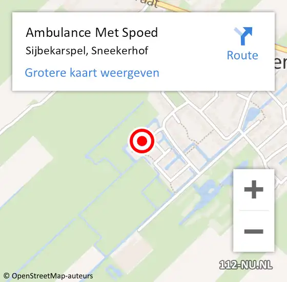 Locatie op kaart van de 112 melding: Ambulance Met Spoed Naar Sijbekarspel, Sneekerhof op 28 februari 2022 13:05