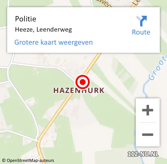 Locatie op kaart van de 112 melding: Politie Heeze, Leenderweg op 28 februari 2022 13:10