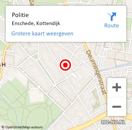 Locatie op kaart van de 112 melding: Politie Enschede, Kottendijk op 28 februari 2022 13:11