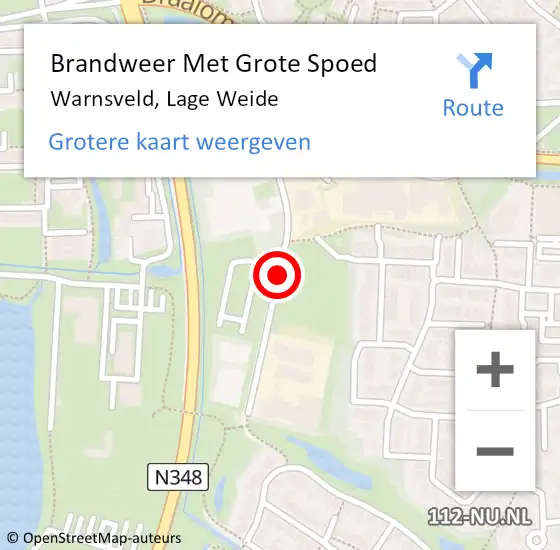 Locatie op kaart van de 112 melding: Brandweer Met Grote Spoed Naar Warnsveld, Lage Weide op 9 juli 2014 20:25