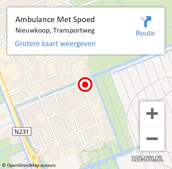 Locatie op kaart van de 112 melding: Ambulance Met Spoed Naar Nieuwkoop, Transportweg op 28 februari 2022 13:33