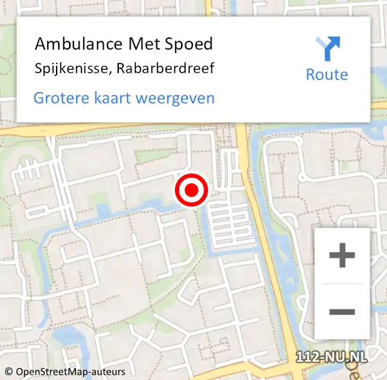 Locatie op kaart van de 112 melding: Ambulance Met Spoed Naar Spijkenisse, Rabarberdreef op 28 februari 2022 13:36