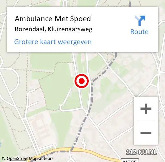 Locatie op kaart van de 112 melding: Ambulance Met Spoed Naar Rozendaal, Kluizenaarsweg op 28 februari 2022 13:36