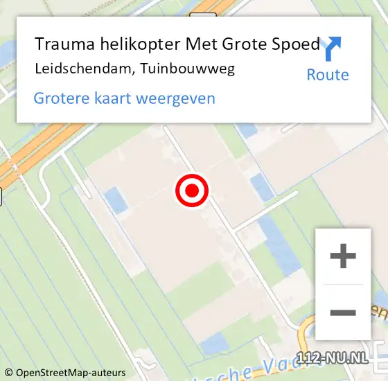 Locatie op kaart van de 112 melding: Trauma helikopter Met Grote Spoed Naar Leidschendam, Tuinbouwweg op 28 februari 2022 13:39