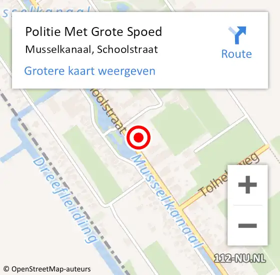 Locatie op kaart van de 112 melding: Politie Met Grote Spoed Naar Musselkanaal, Schoolstraat op 28 februari 2022 13:51