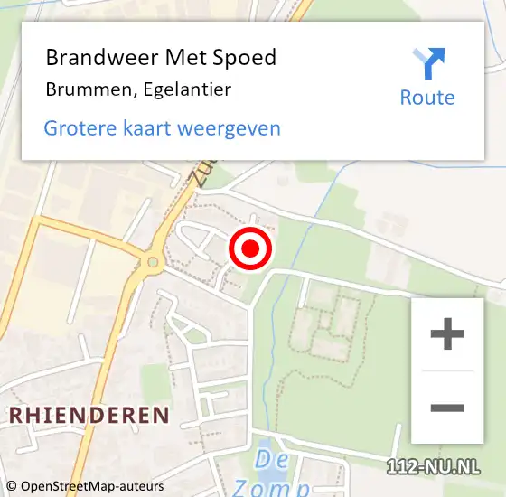 Locatie op kaart van de 112 melding: Brandweer Met Spoed Naar Brummen, Egelantier op 28 februari 2022 13:51