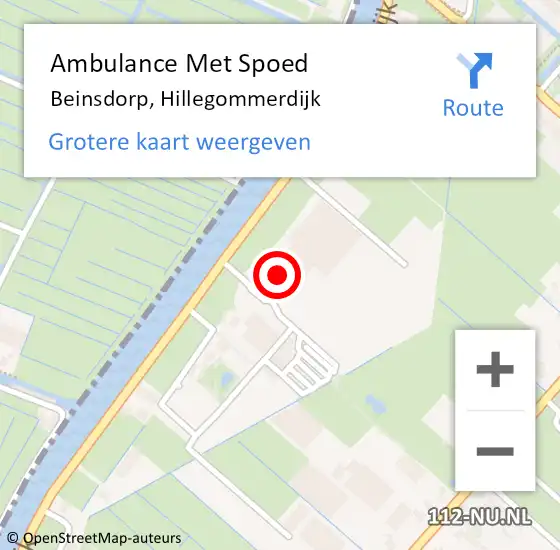 Locatie op kaart van de 112 melding: Ambulance Met Spoed Naar Beinsdorp, Hillegommerdijk op 28 februari 2022 13:55