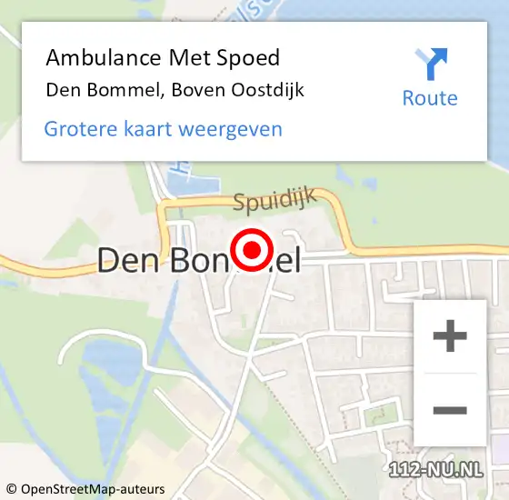 Locatie op kaart van de 112 melding: Ambulance Met Spoed Naar Den Bommel, Boven Oostdijk op 28 februari 2022 14:01