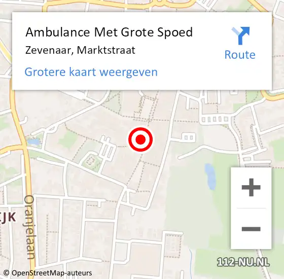 Locatie op kaart van de 112 melding: Ambulance Met Grote Spoed Naar Zevenaar, Marktstraat op 28 februari 2022 14:23