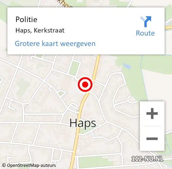Locatie op kaart van de 112 melding: Politie Haps, Kerkstraat op 28 februari 2022 14:31