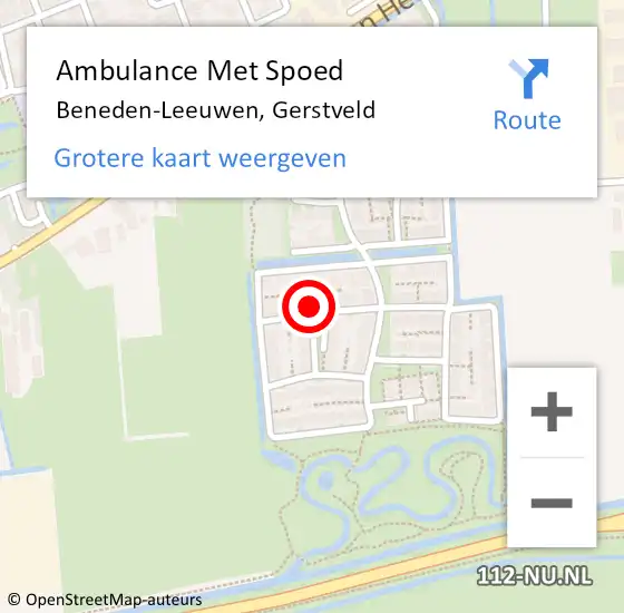 Locatie op kaart van de 112 melding: Ambulance Met Spoed Naar Beneden-Leeuwen, Gerstveld op 28 februari 2022 14:32