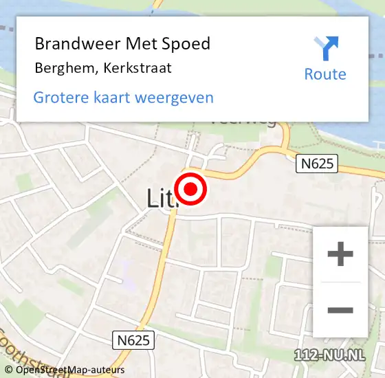 Locatie op kaart van de 112 melding: Brandweer Met Spoed Naar Berghem, Kerkstraat op 28 februari 2022 14:37