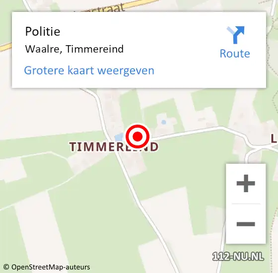 Locatie op kaart van de 112 melding: Politie Waalre, Timmereind op 28 februari 2022 14:39