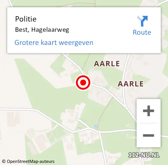 Locatie op kaart van de 112 melding: Politie Best, Hagelaarweg op 28 februari 2022 14:39