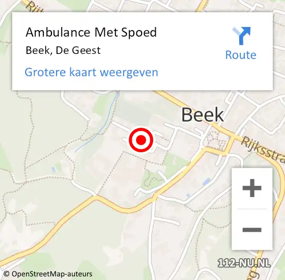 Locatie op kaart van de 112 melding: Ambulance Met Spoed Naar Beek, De Geest op 28 februari 2022 14:39