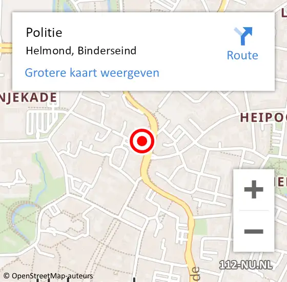 Locatie op kaart van de 112 melding: Politie Helmond, Binderseind op 28 februari 2022 15:03