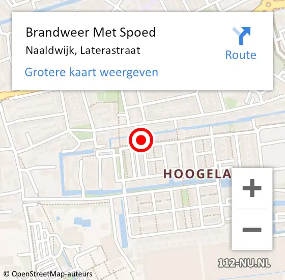 Locatie op kaart van de 112 melding: Brandweer Met Spoed Naar Naaldwijk, Laterastraat op 28 februari 2022 15:08