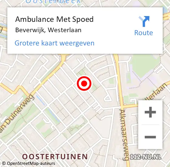 Locatie op kaart van de 112 melding: Ambulance Met Spoed Naar Beverwijk, Westerlaan op 28 februari 2022 15:09