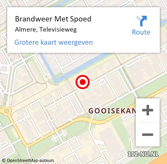 Locatie op kaart van de 112 melding: Brandweer Met Spoed Naar Almere, Televisieweg op 28 februari 2022 15:20