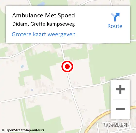 Locatie op kaart van de 112 melding: Ambulance Met Spoed Naar Didam, Greffelkampseweg op 28 februari 2022 15:21