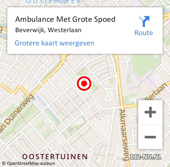 Locatie op kaart van de 112 melding: Ambulance Met Grote Spoed Naar Beverwijk, Westerlaan op 28 februari 2022 15:24