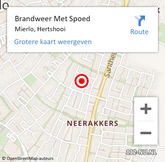 Locatie op kaart van de 112 melding: Brandweer Met Spoed Naar Mierlo, Hertshooi op 28 februari 2022 15:47