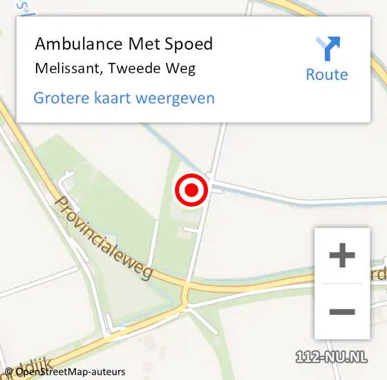 Locatie op kaart van de 112 melding: Ambulance Met Spoed Naar Melissant, Tweede Weg op 28 februari 2022 16:07