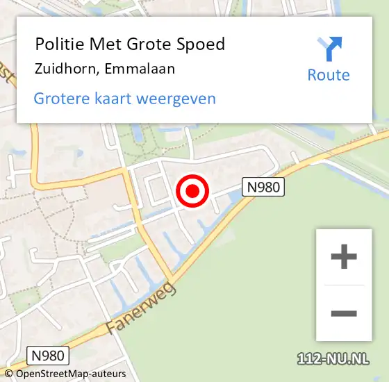 Locatie op kaart van de 112 melding: Politie Met Grote Spoed Naar Zuidhorn, Emmalaan op 28 februari 2022 16:10