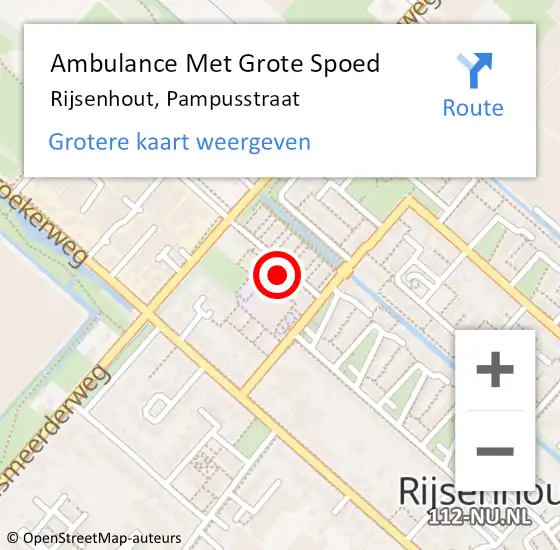 Locatie op kaart van de 112 melding: Ambulance Met Grote Spoed Naar Rijsenhout, Pampusstraat op 28 februari 2022 16:17