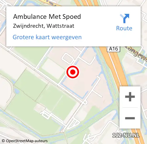 Locatie op kaart van de 112 melding: Ambulance Met Spoed Naar Zwijndrecht, Wattstraat op 28 februari 2022 16:23