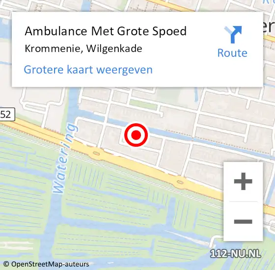 Locatie op kaart van de 112 melding: Ambulance Met Grote Spoed Naar Krommenie, Wilgenkade op 28 februari 2022 16:28