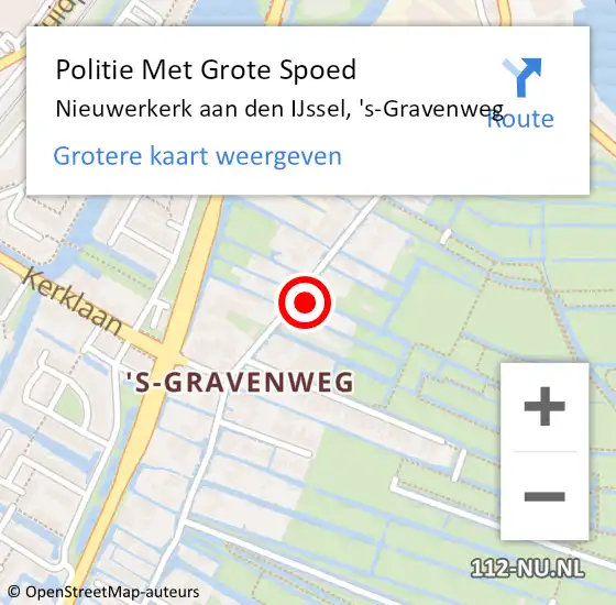 Locatie op kaart van de 112 melding: Politie Met Grote Spoed Naar Nieuwerkerk aan den IJssel, 's-Gravenweg op 28 februari 2022 16:55