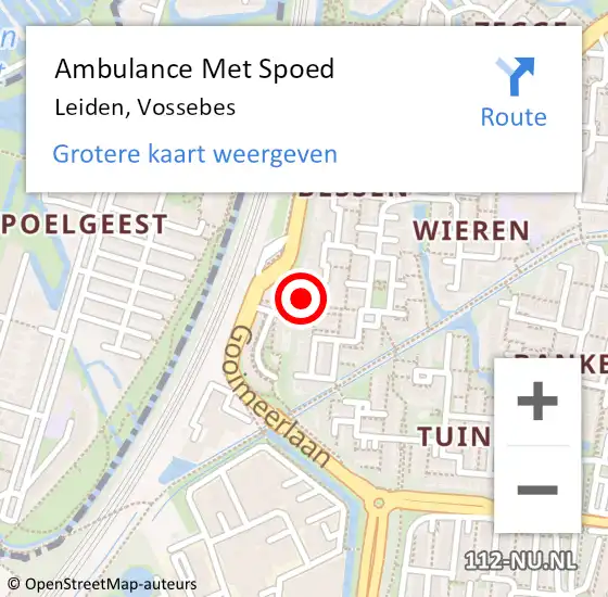 Locatie op kaart van de 112 melding: Ambulance Met Spoed Naar Leiden, Vossebes op 28 februari 2022 17:12