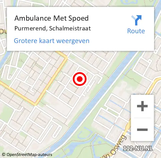 Locatie op kaart van de 112 melding: Ambulance Met Spoed Naar Purmerend, Schalmeistraat op 28 februari 2022 17:23