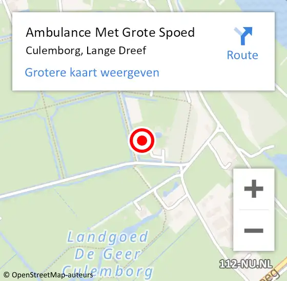 Locatie op kaart van de 112 melding: Ambulance Met Grote Spoed Naar Culemborg, Lange Dreef op 28 februari 2022 17:33