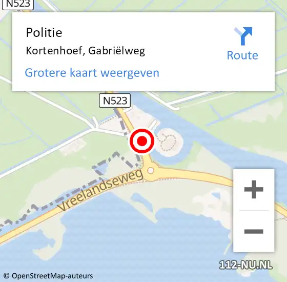 Locatie op kaart van de 112 melding: Politie Kortenhoef, Gabriëlweg op 28 februari 2022 17:35