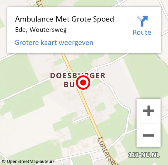 Locatie op kaart van de 112 melding: Ambulance Met Grote Spoed Naar Ede, Woutersweg op 28 februari 2022 17:45