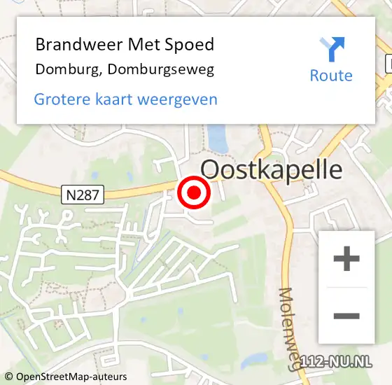 Locatie op kaart van de 112 melding: Brandweer Met Spoed Naar Domburg, Domburgseweg op 28 februari 2022 17:53