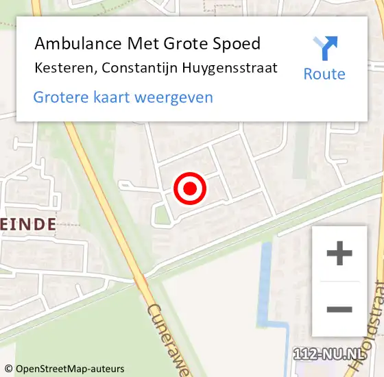 Locatie op kaart van de 112 melding: Ambulance Met Grote Spoed Naar Kesteren, Constantijn Huygensstraat op 28 februari 2022 18:01