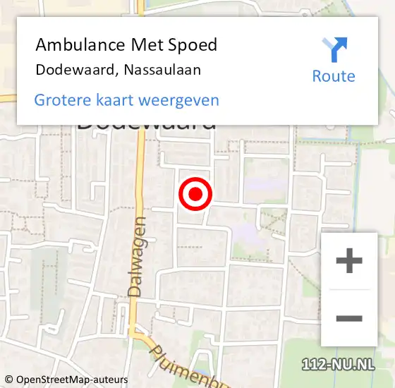 Locatie op kaart van de 112 melding: Ambulance Met Spoed Naar Dodewaard, Nassaulaan op 28 februari 2022 18:03