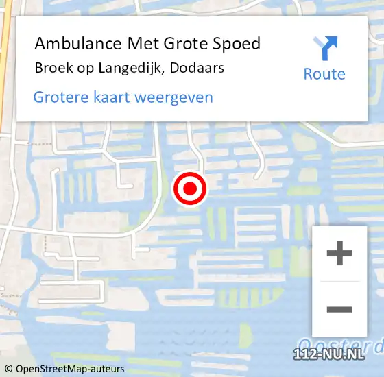 Locatie op kaart van de 112 melding: Ambulance Met Grote Spoed Naar Broek op Langedijk, Dodaars op 28 februari 2022 18:10