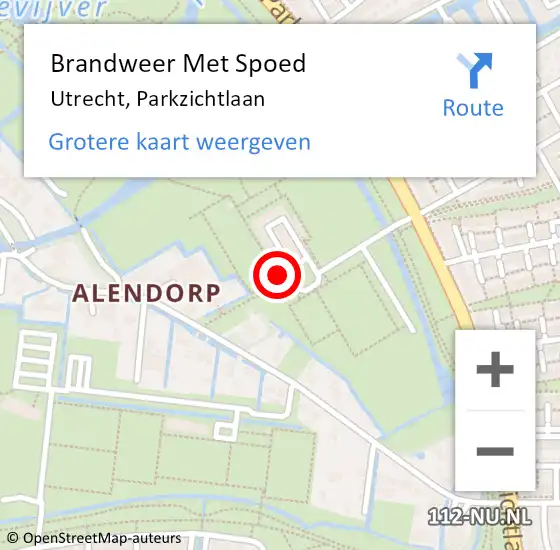 Locatie op kaart van de 112 melding: Brandweer Met Spoed Naar Utrecht, Parkzichtlaan op 28 februari 2022 18:13