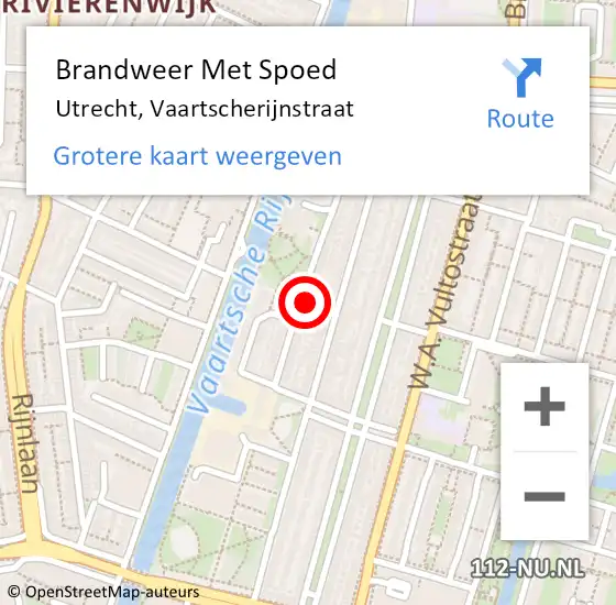 Locatie op kaart van de 112 melding: Brandweer Met Spoed Naar Utrecht, Vaartscherijnstraat op 28 februari 2022 18:14